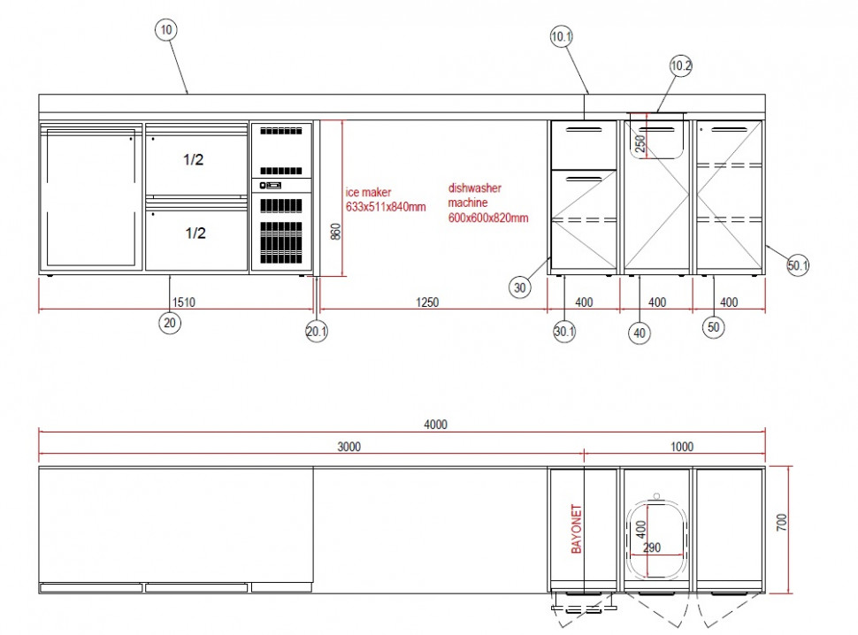 ЛИНИЯ БАРНАЯ APACH CHEF LINE LBLR4000/700/860SP1 ПРИСТЕННАЯ