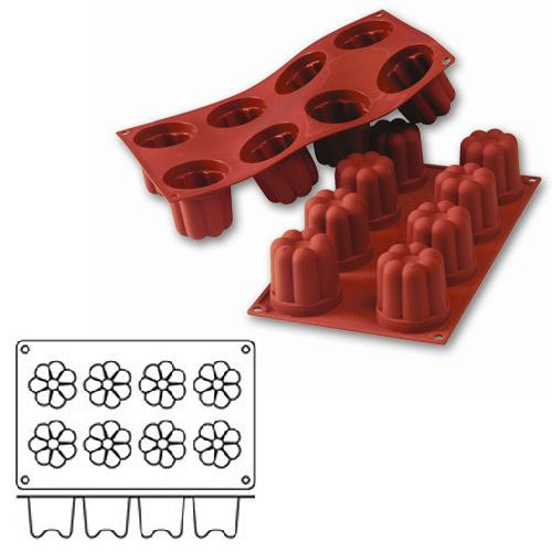 Форма силик. д/зам. и вып. "Цветы" d57мм h57мм, 8 ячеек SF051/N