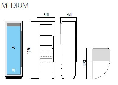 ШКАФ ВИННЫЙ ВЕНТ. ENOFRIGO MIAMI MEDIUM VT RF T + 3 DR ЧЕРНЫЙ + OPT36003
