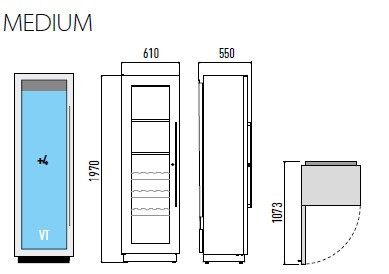 ШКАФ ВИННЫЙ СТАТ. MIAMI MEDIUM RF T ЧЕРНЫЙ+OPT36003