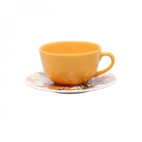 Пара чайная UNNI SHAPE BUQUE TROPICAL (чашка 200мл и блюдце 14см) Oxford 126316, AY04-5820