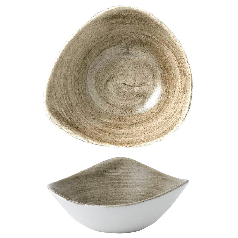 Салатник треугольный 0,37л d18,5см, без борта, Stonecast Patina, цвет Antique Taupe PAATTRB71