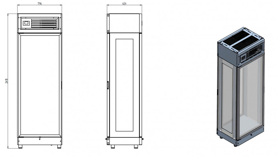 ВИТРИНА ХОЛОД. ENOFRIGO COMPASS DOUBLE-SIDED МАТОВЫЙ ЧЕРНЫЙ+ПОЛКИ GK93430003 4 ШТ.