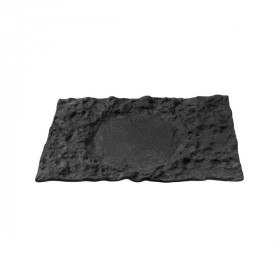 Блюдо сервировочное стеклянное «Луна» черное 29х18см, Crater XGLAS-402
