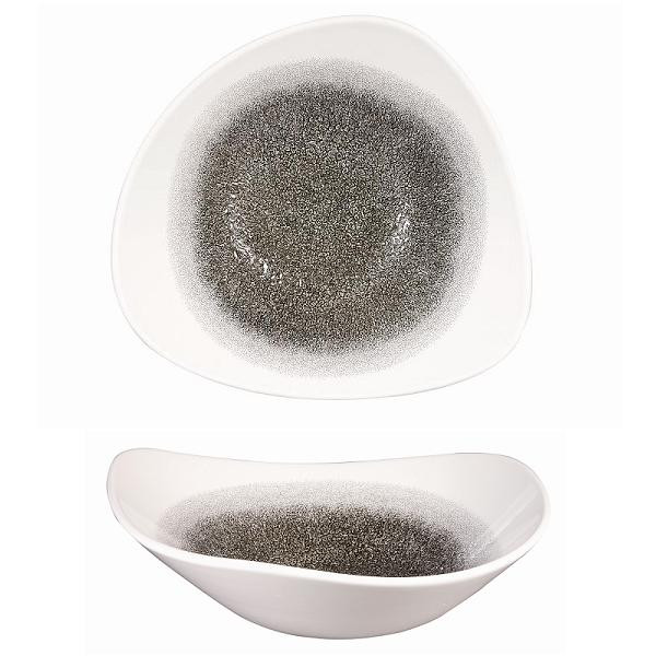Салатник треугольный 0,60л d23,5см, без борта, цвет Raku Quartz Black, Studio Prints RKBQTRB91